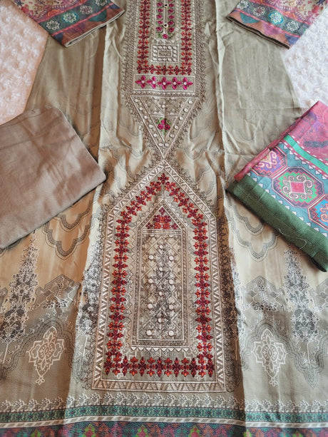 Pakistani Linen Embroidered Salwar kameez Ready To Ship