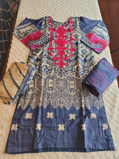 Pakistani linen Embroidered Salwar kameez Ready To Ship