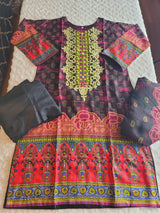 Pakistani linen Embroidered Salwar kameez Ready To Ship