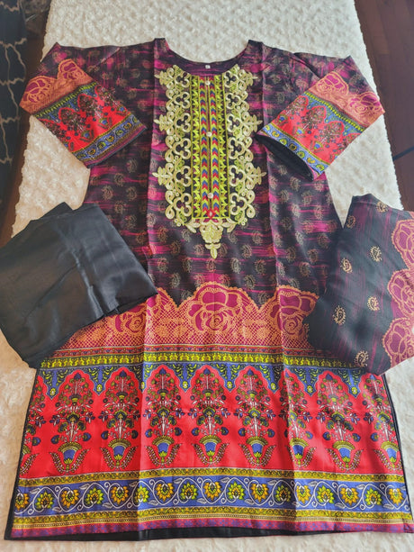 Pakistani linen Embroidered Salwar kameez Ready To Ship