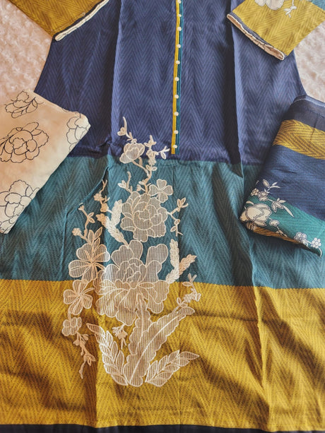 Pakistani linen Embroidered Salwar kameez Ready To Ship