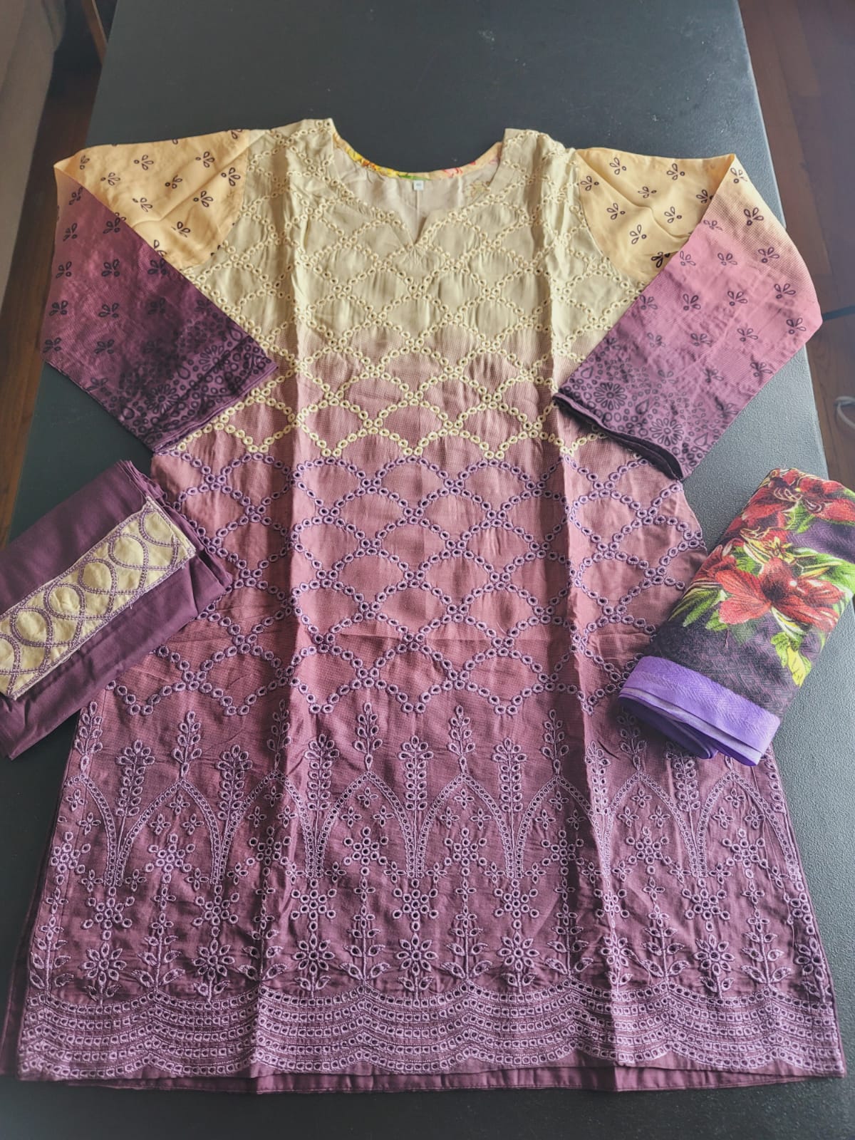 Pakistani linen Embroidered Salwar kameez Ready To Ship