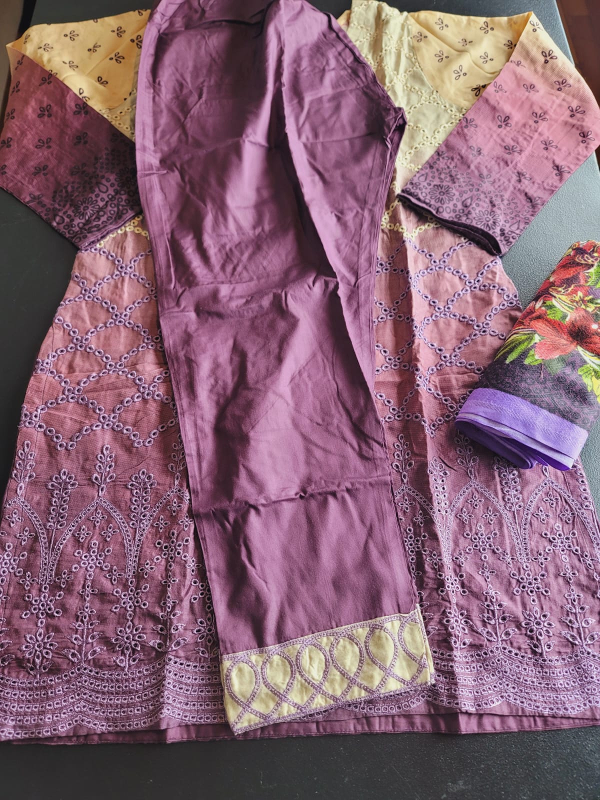 Pakistani linen Embroidered Salwar kameez Ready To Ship