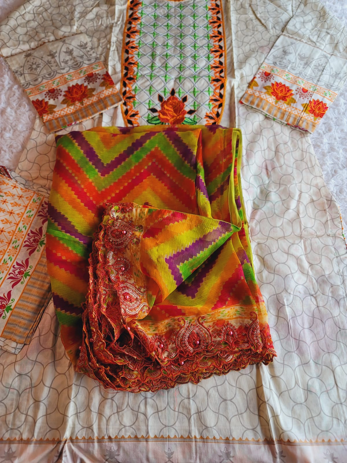 Pakistani lawn Embroidered Salwar kameez Ready To Ship