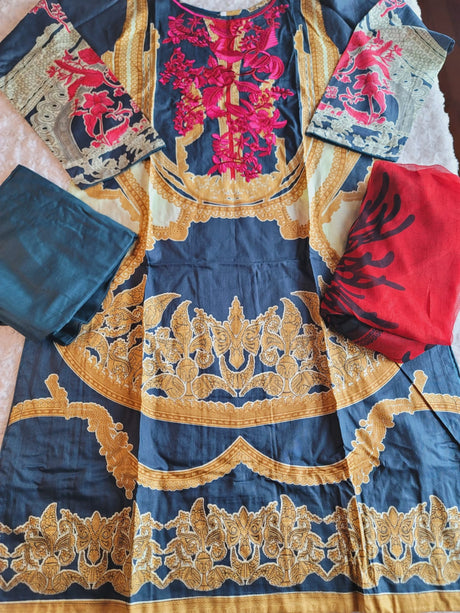 Pakistani lawn Embroidered Salwar kameez Ready To Ship