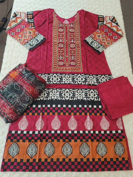Pakistani lawn Embroidered Salwar kameez Ready To Ship