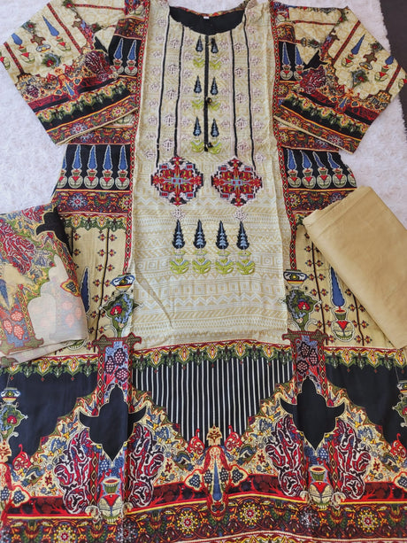 Pakistani lawn Embroidered Salwar kameez ready to ship