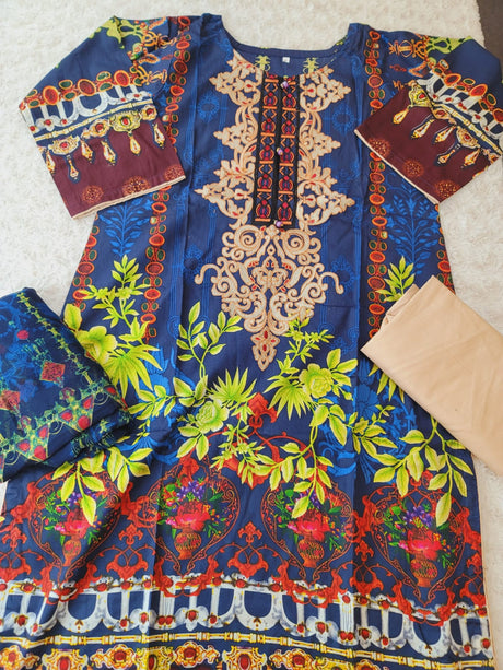 Pakistani lawn Embroidered Salwar kameez