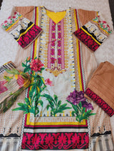 Pakistani lawn Embroidered Salwar kameez ready to ship