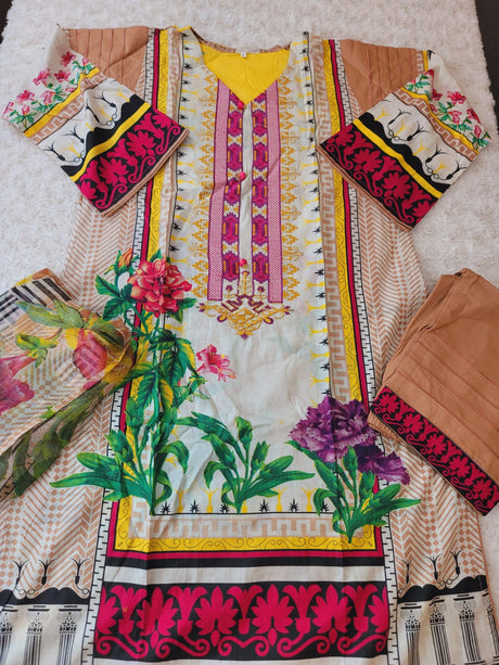 Pakistani lawn Embroidered Salwar kameez ready to ship