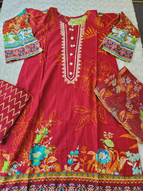 Pakistani stitched  lawn Embroidered Salwar kameez ready to ship