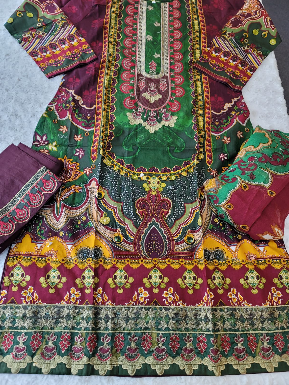 Pakistani stitched  lawn Embroidered Salwar kameez ready to ship
