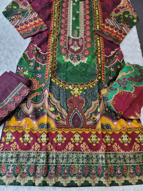 Pakistani stitched  lawn Embroidered Salwar kameez ready to ship