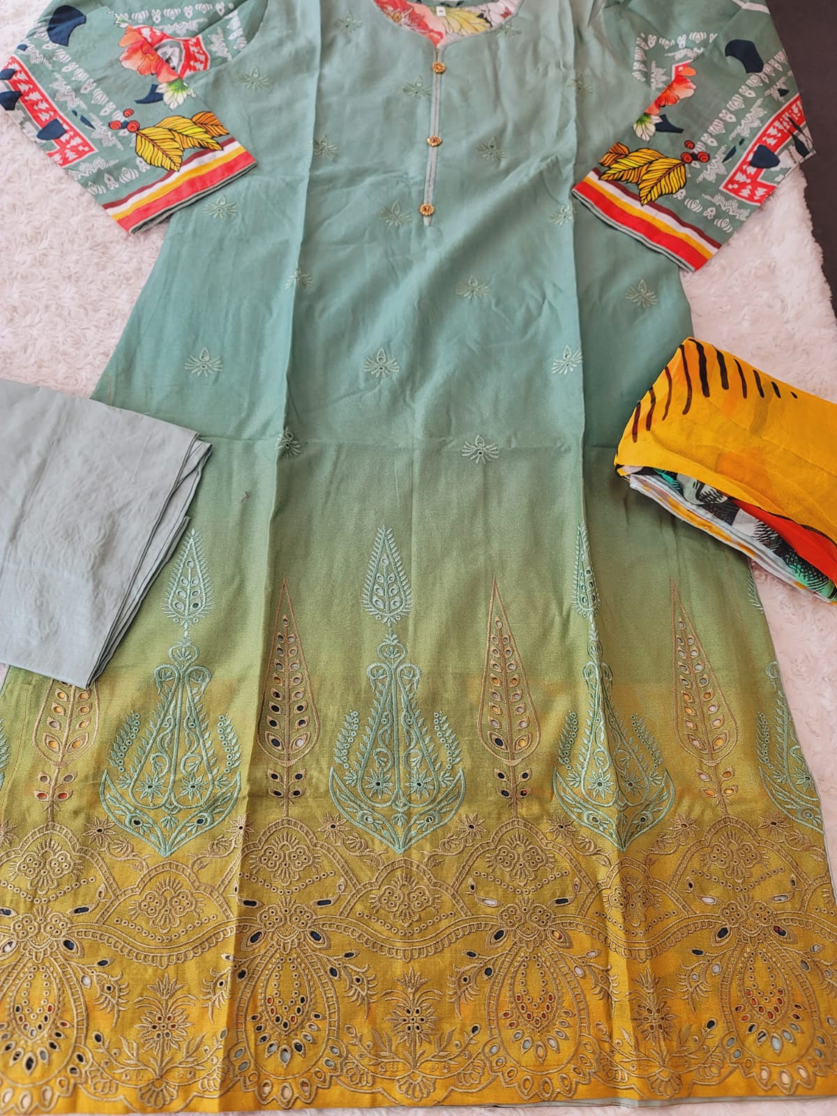 Pakistani stitched  lawn Embroidered Salwar kameez ready to ship