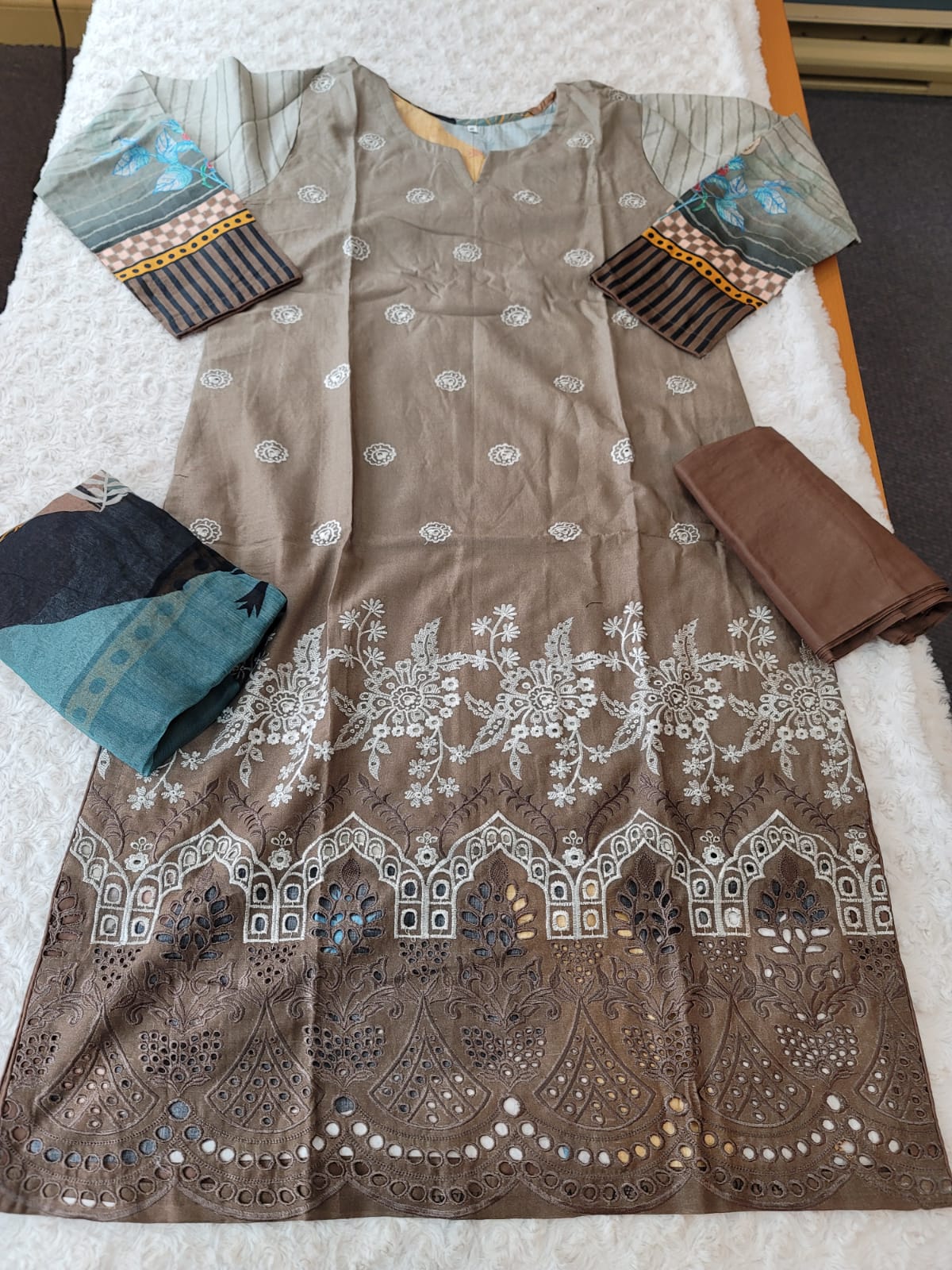 Pakistani stitched  lawn Embroidered Salwar kameez ready to ship