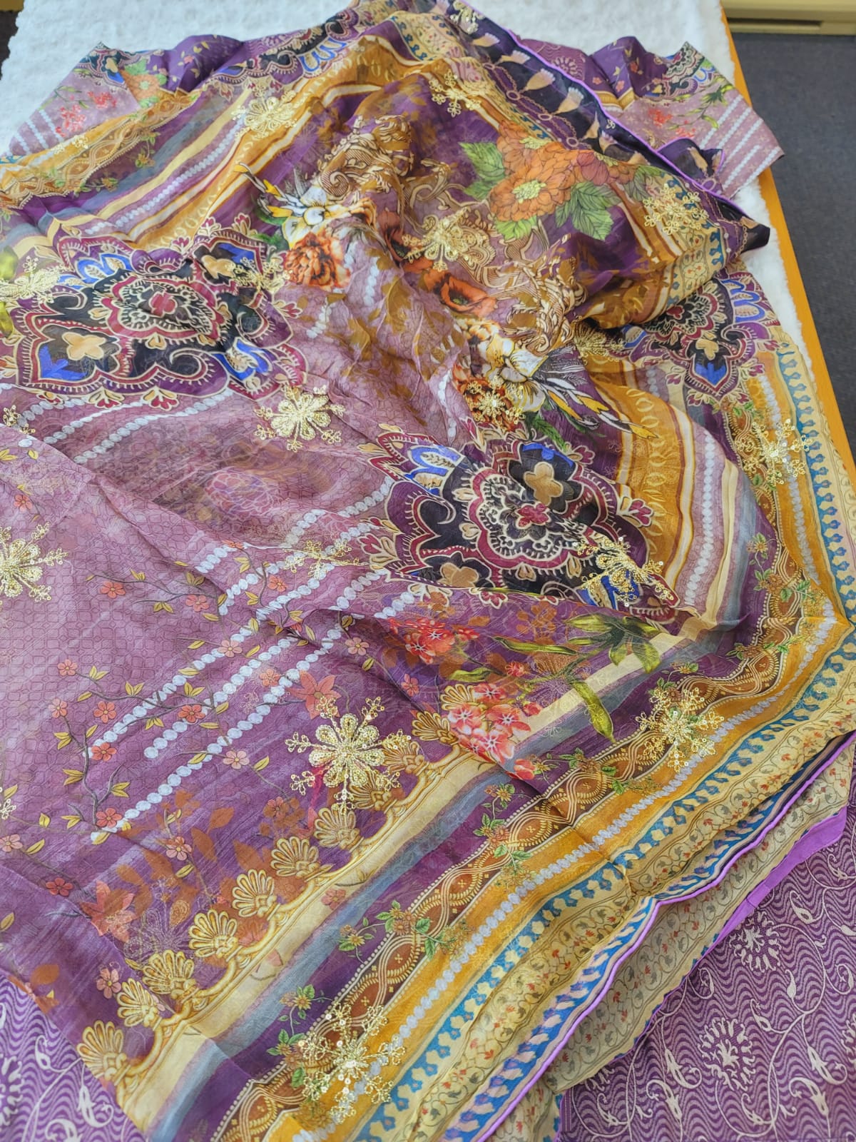 Pakistani stitched  Jacquard lawn Embroidered Salwar kameez ready to ship