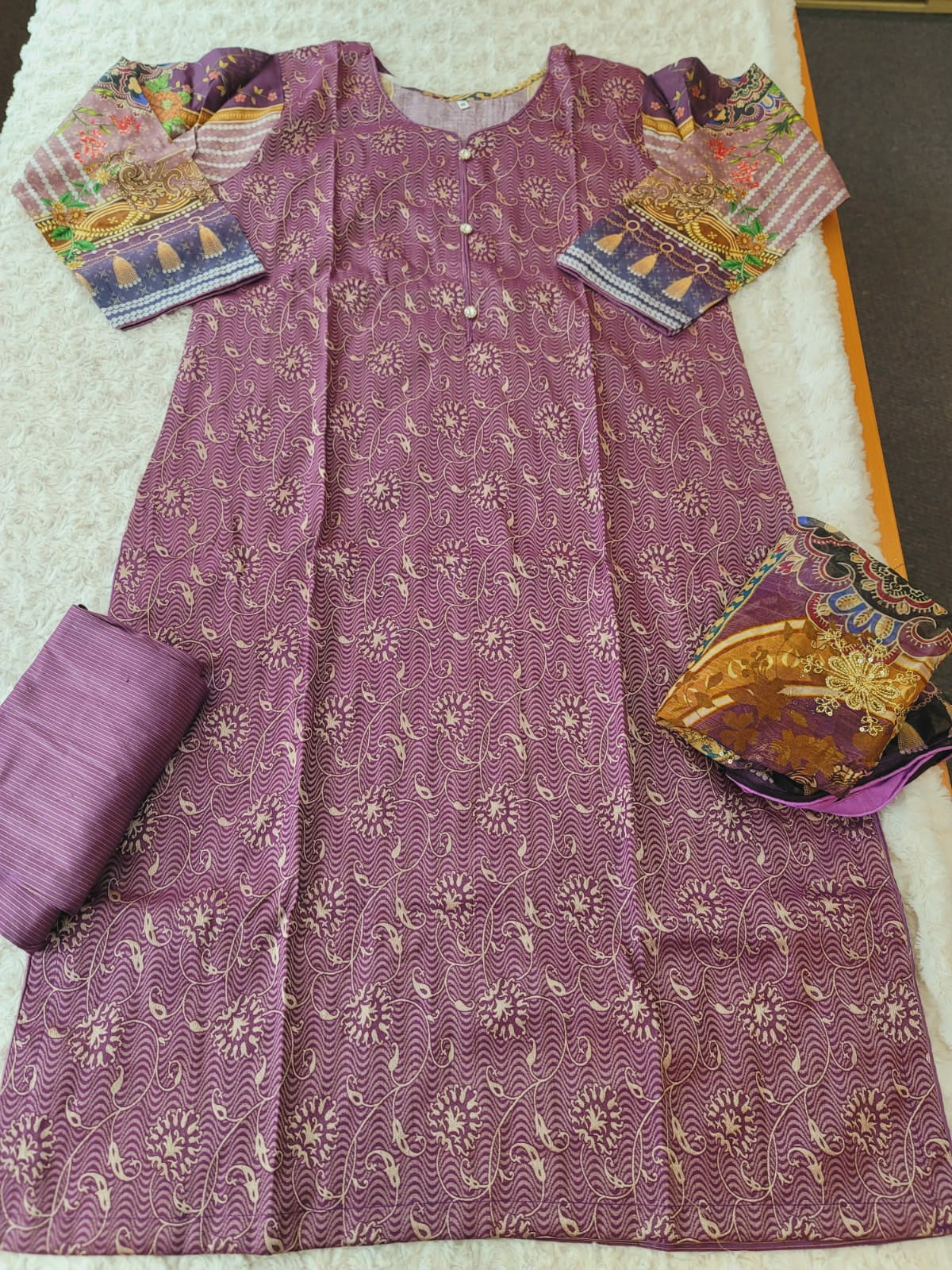 Pakistani stitched  Jacquard lawn Embroidered Salwar kameez ready to ship