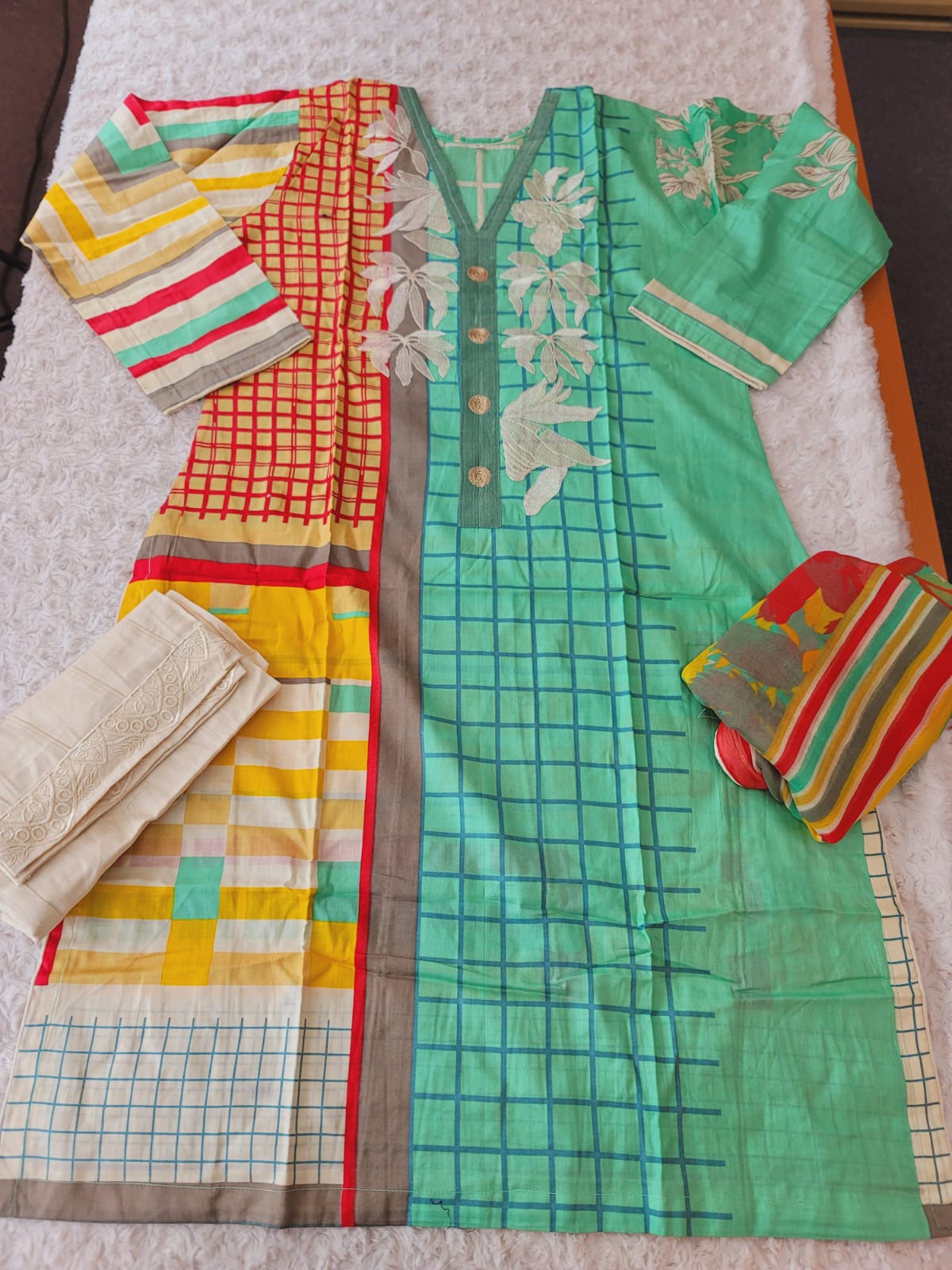 Pakistani stitched  lawn Embroidered Salwar kameez ready to ship