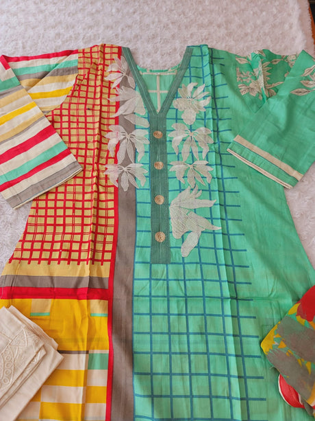 Pakistani stitched  lawn Embroidered Salwar kameez ready to ship