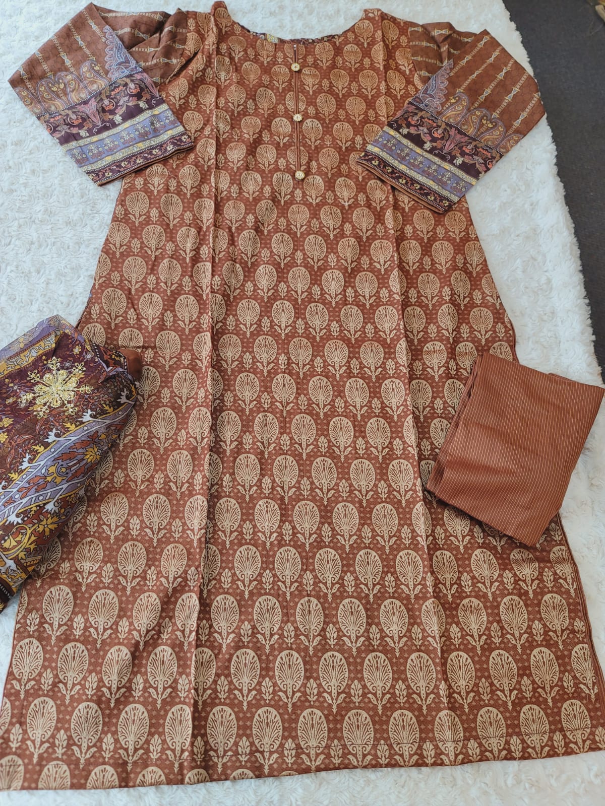Pakistani stitched jacquard  lawn Embroidered Salwar kameez ready to ship