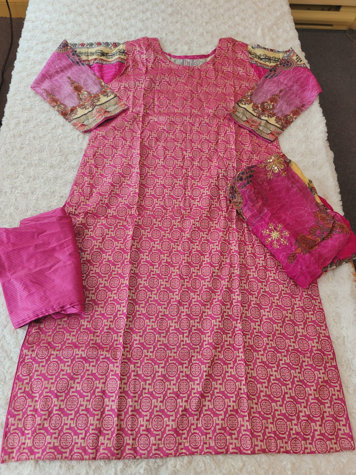 Pakistani stitched jacquard  lawn Embroidered Salwar kameez ready to ship