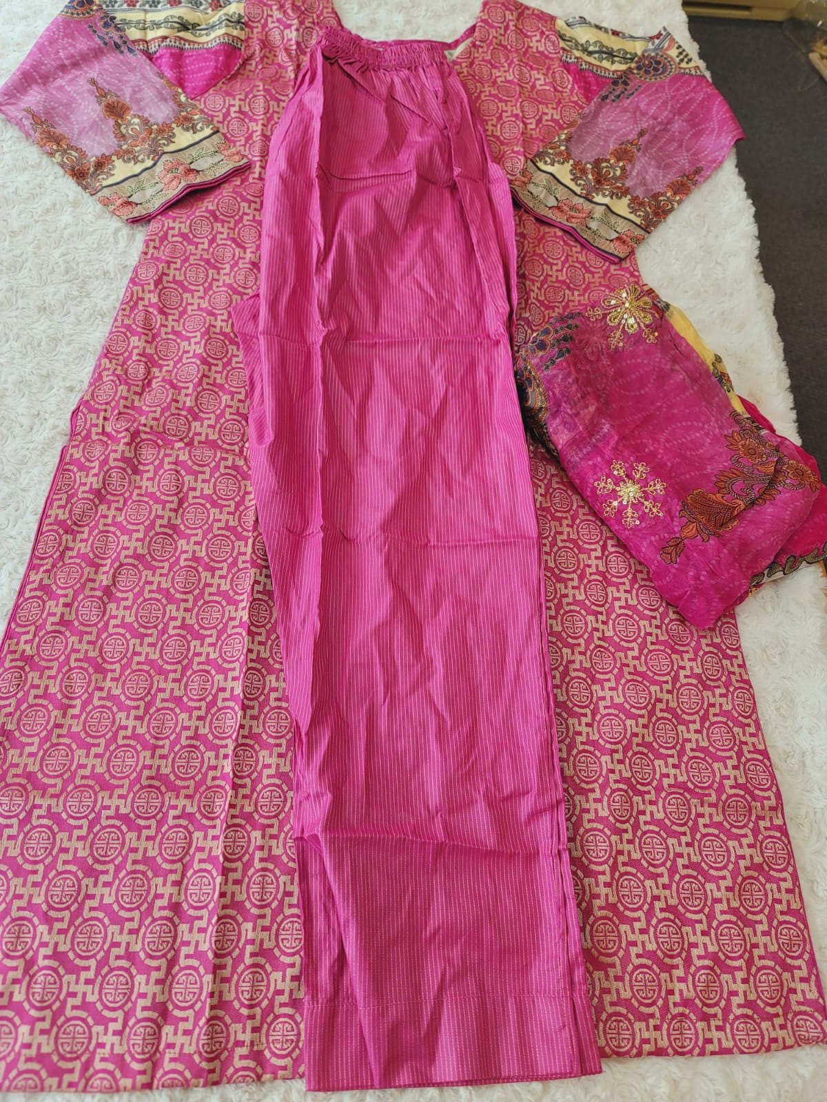 Pakistani stitched jacquard  lawn Embroidered Salwar kameez ready to ship