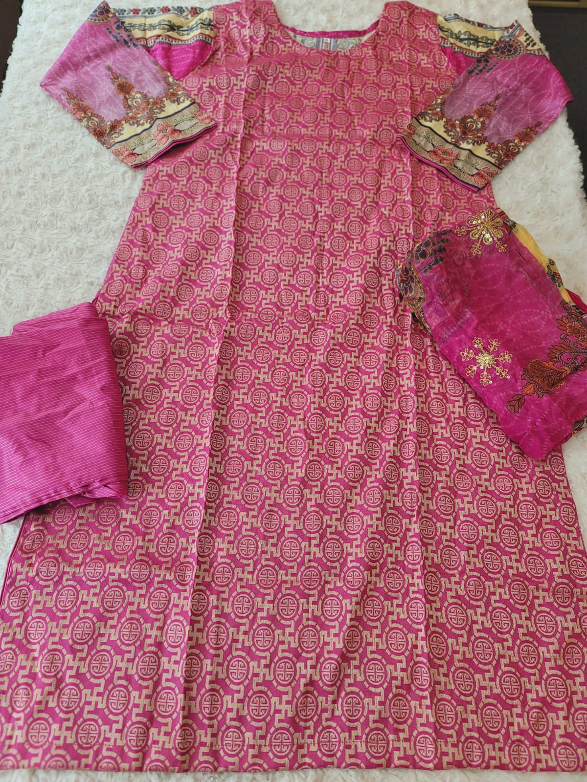 Pakistani stitched jacquard  lawn Embroidered Salwar kameez ready to ship