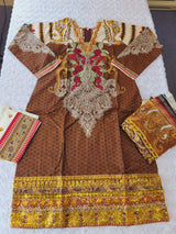 Pakistani stitched  lawn Embroidered Salwar kameez ready to ship