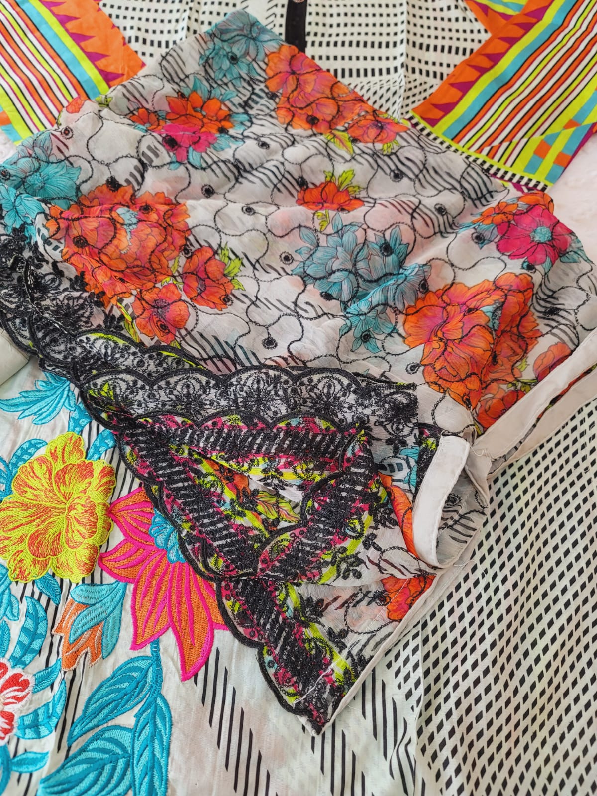 Pakistani stitched  lawn Embroidered Salwar kameez ready to ship