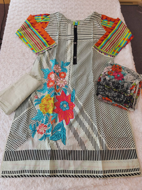 Pakistani stitched  lawn Embroidered Salwar kameez ready to ship