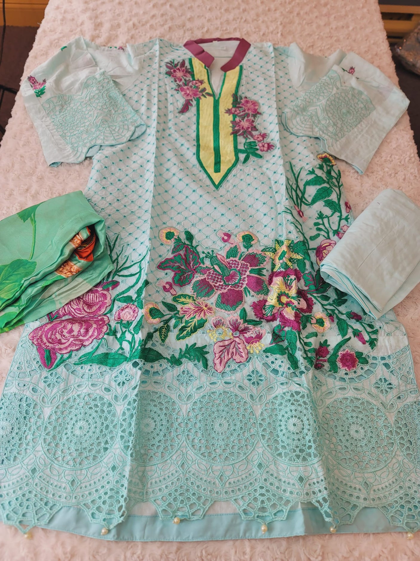 Pakistani Stitched Embroidery Lawn Suit Ready To Ship