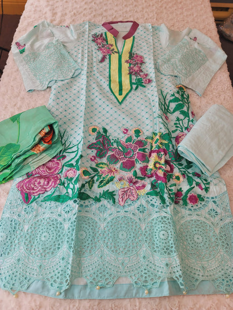 Pakistani Stitched Embroidery Lawn Suit Ready To Ship