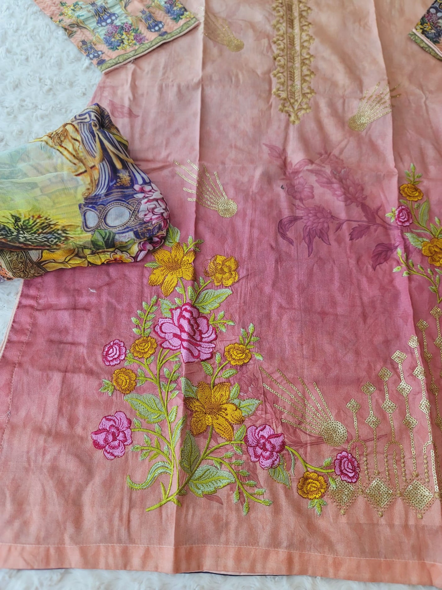 Pakistani Stitched lawn Embroidered Salwar kameez ready to ship