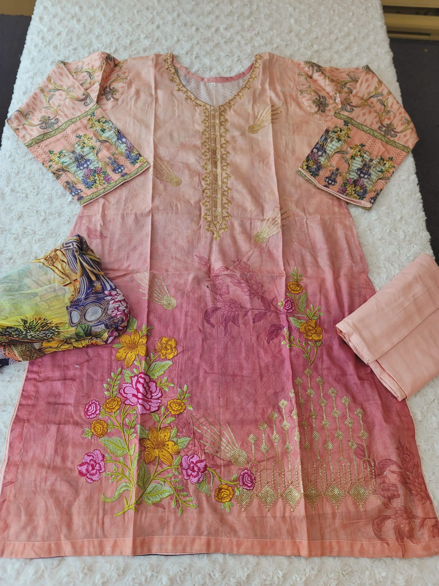 Pakistani Stitched lawn Embroidered Salwar kameez ready to ship