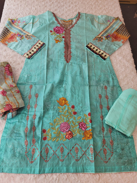Pakistani Stitched lawn Embroidered Salwar kameez ready to ship