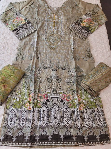 Pakistani Stitched lawn Embroidered Salwar kameez ready to ship