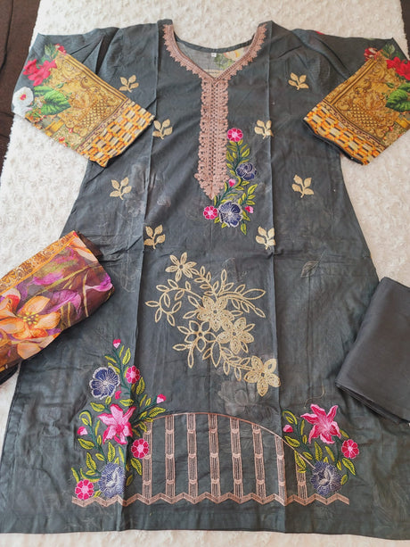 Pakistani Stitched lawn Embroidered Salwar kameez ready to ship