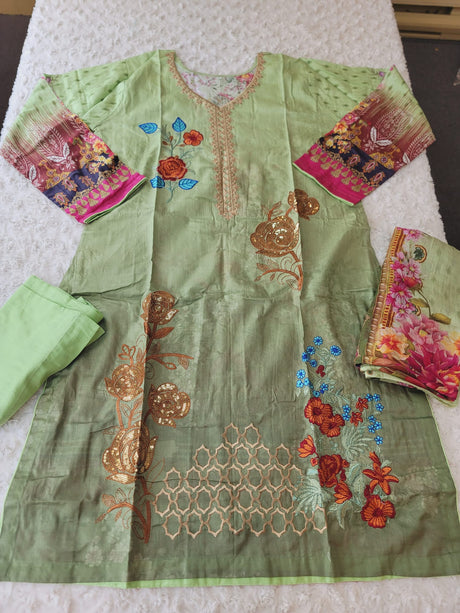 Pakistani Stitched lawn Embroidered Salwar kameez ready to ship