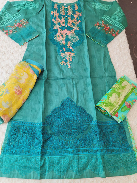Pakistani Stitched lawn Embroidered Salwar kameez ready to ship