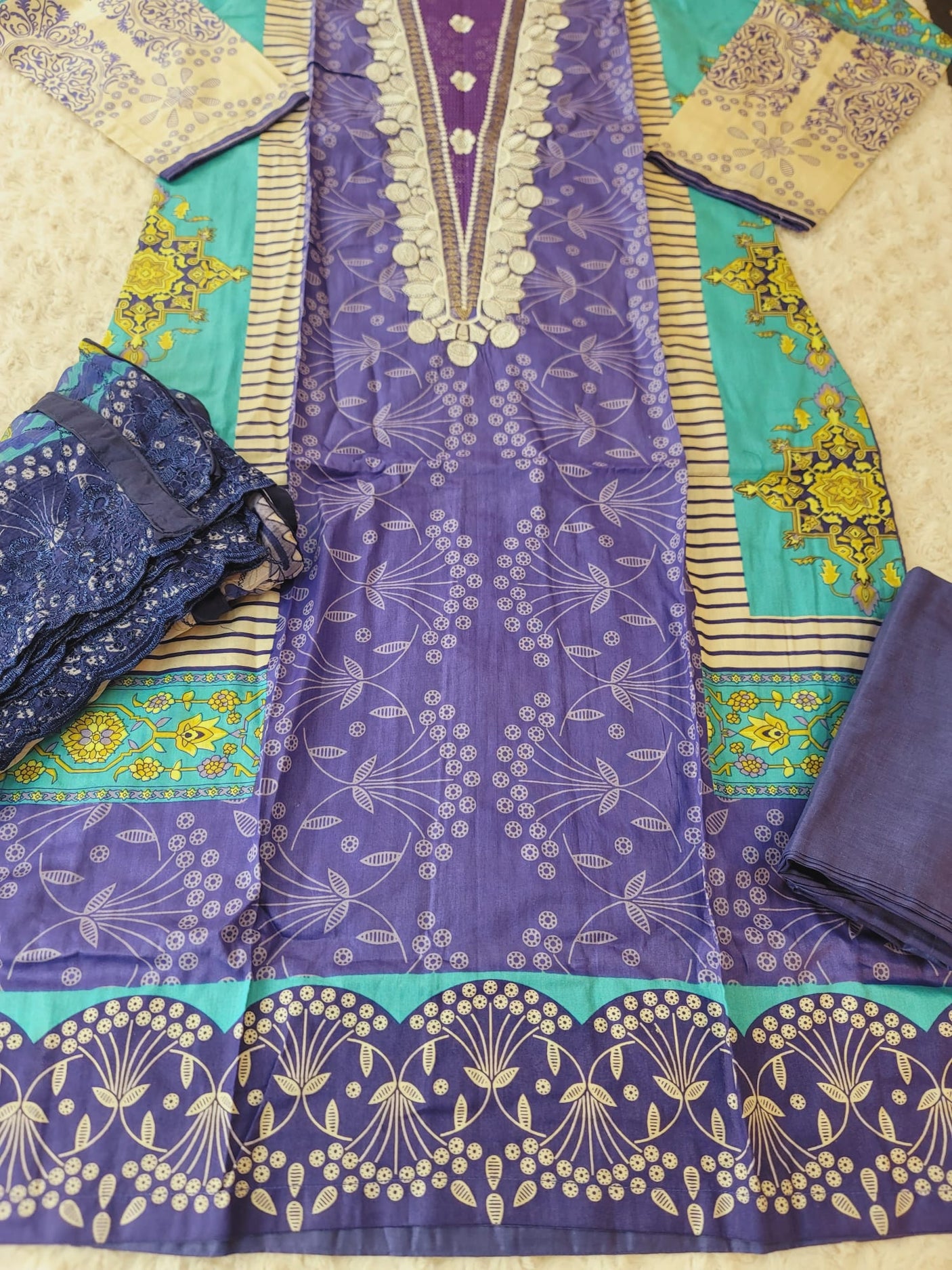 Pakistani Stitched lawn Embroidered Salwar kameez ready to ship