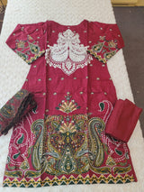 Pakistani Stitched lawn Embroidered Salwar kameez ready to ship