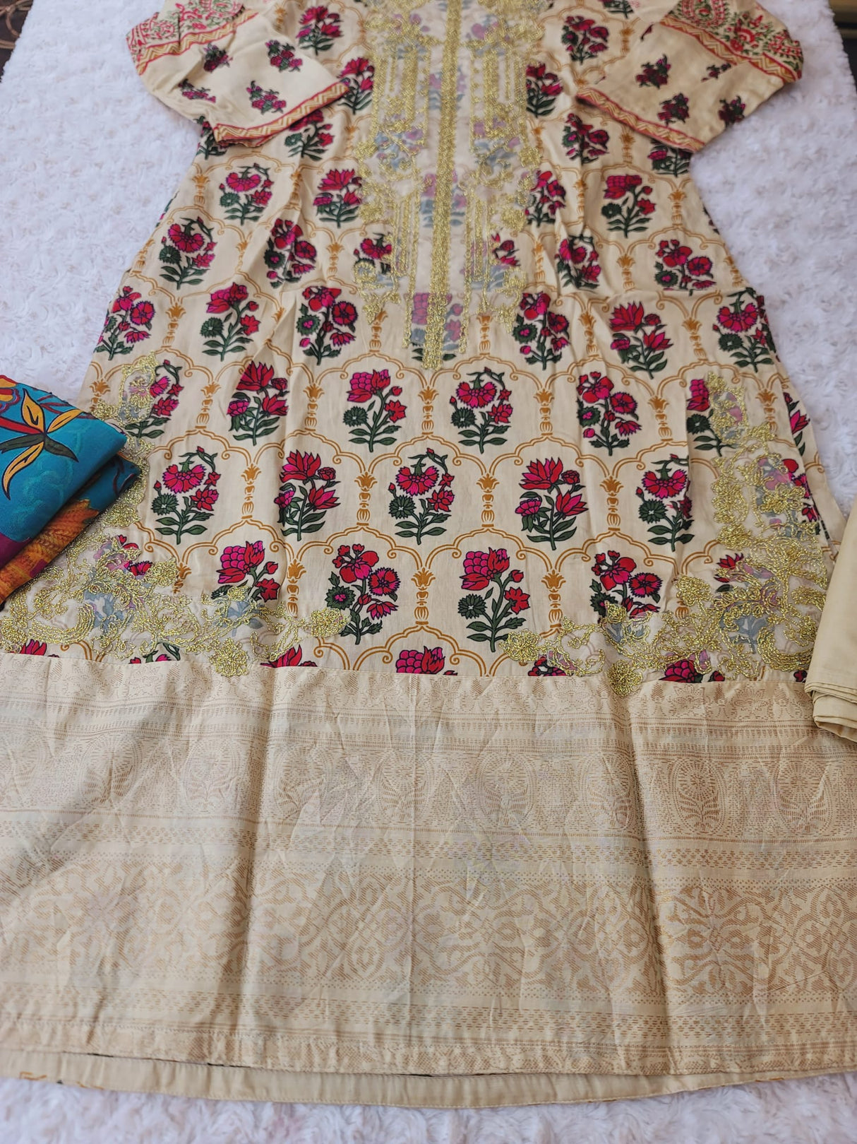 indian Stitched lawn Embroidered Salwar kameez ready to ship