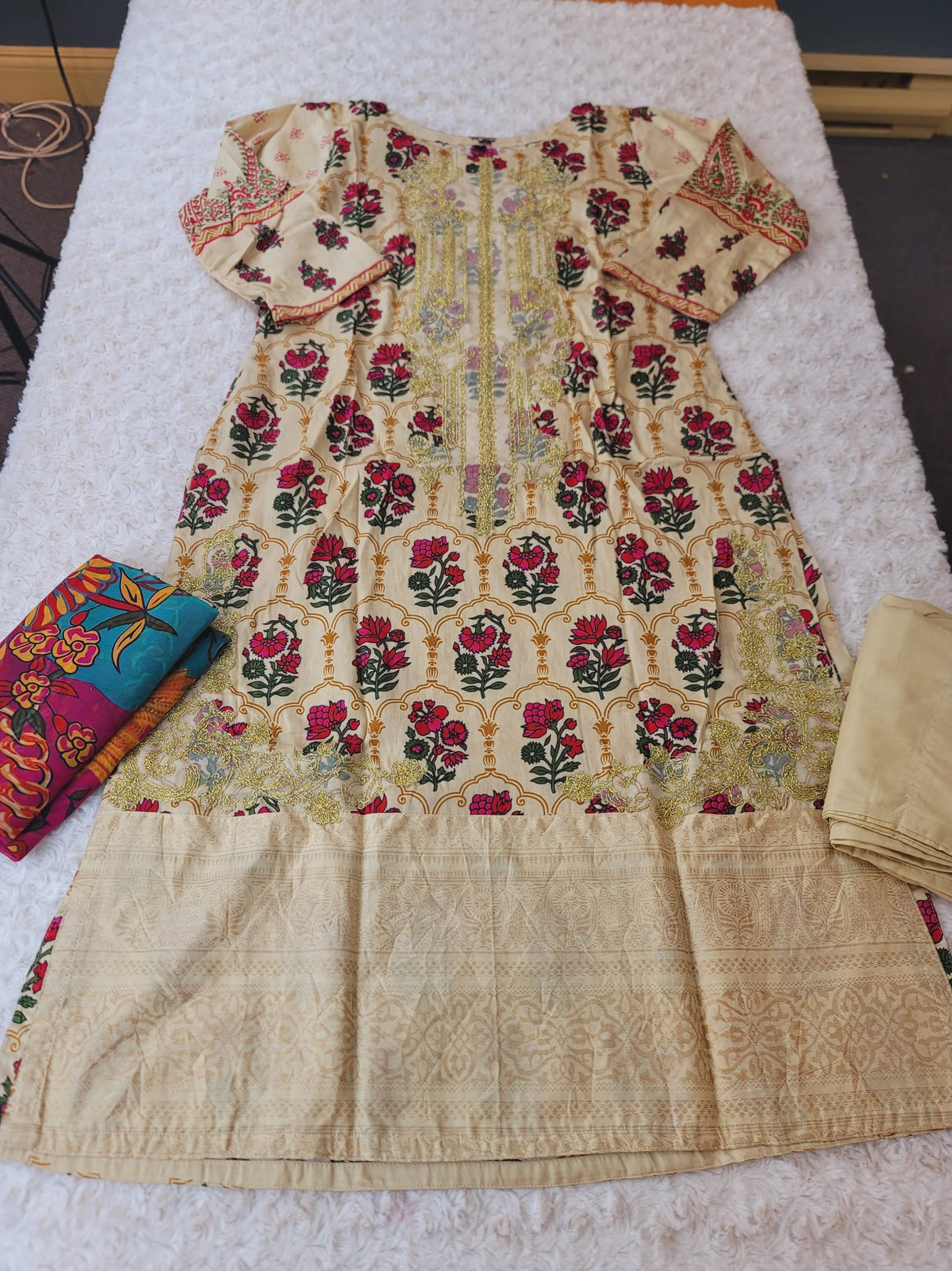 indian Stitched lawn Embroidered Salwar kameez ready to ship