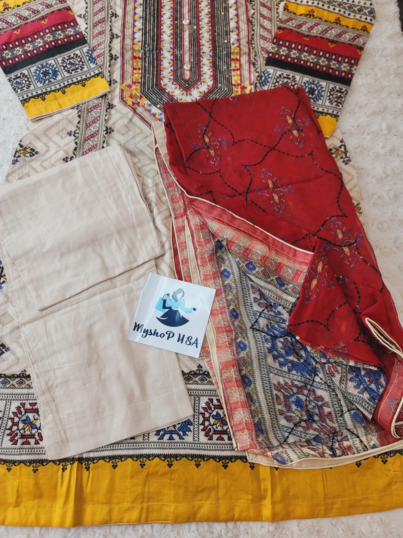 Pakistani Stitched lawn Embroidered Salwar kameez ready to ship