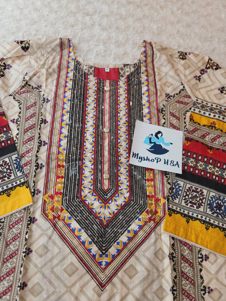 Pakistani Stitched lawn Embroidered Salwar kameez ready to ship