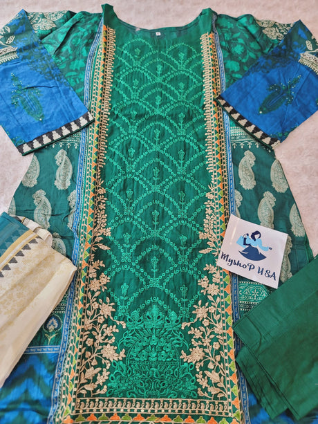 Pakistani Stitched lawn Embroidered Salwar kameez ready to ship