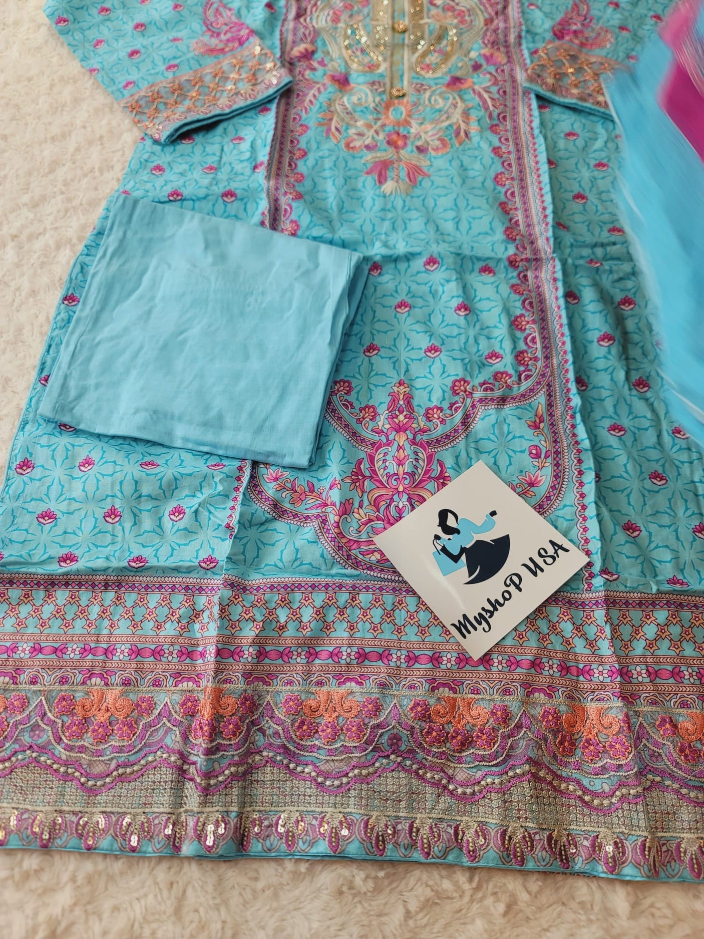 Pakistani Stitched lawn Embroidered Salwar kameez ready to ship