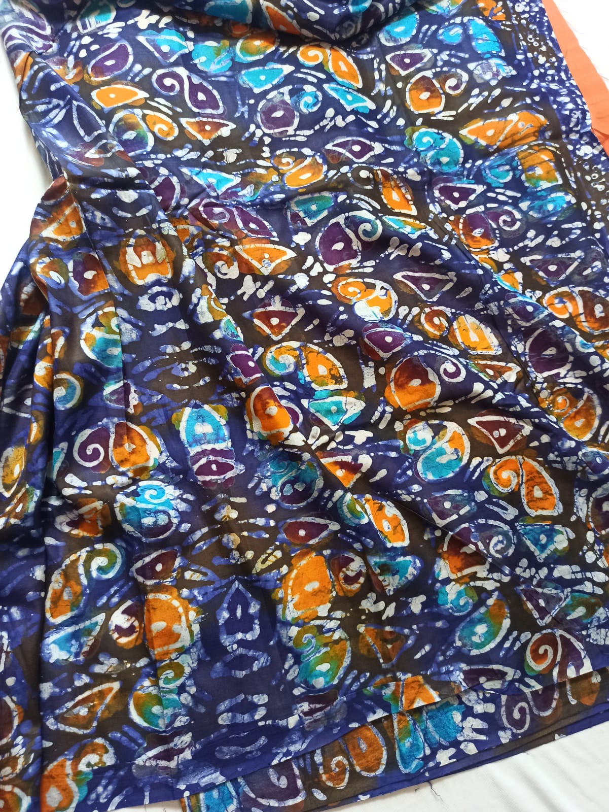 Raw Silk Batik Saree with stitched blouse
