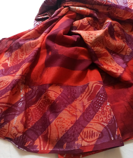 Raw Silk Batik Saree with stitched blouse