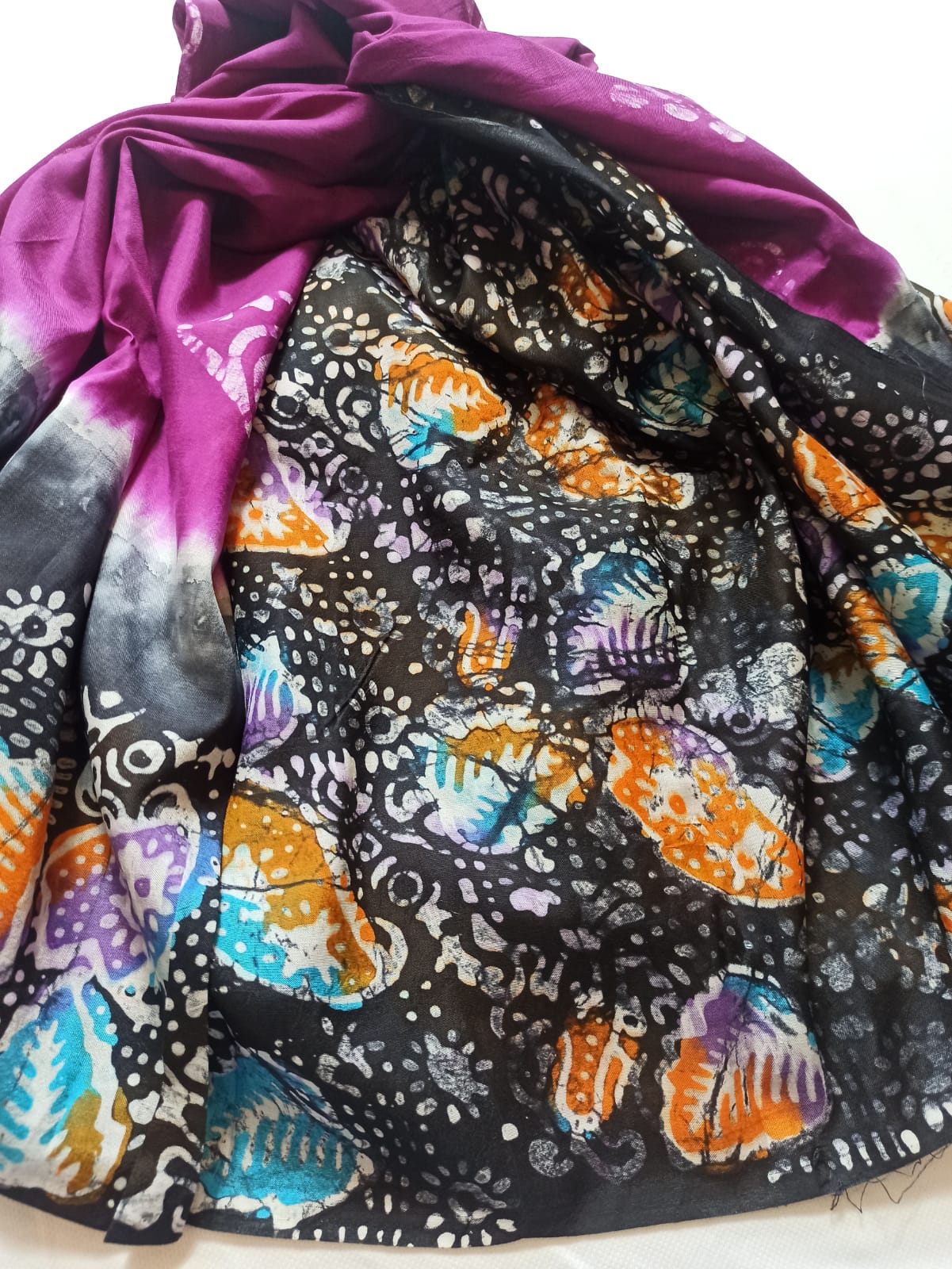 Raw Silk Batik Saree with stitched blouse